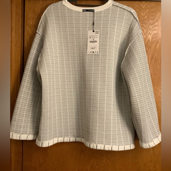 Zara Oversized Striped Quilted Sweater Size M NWT - Picture 10 of 16